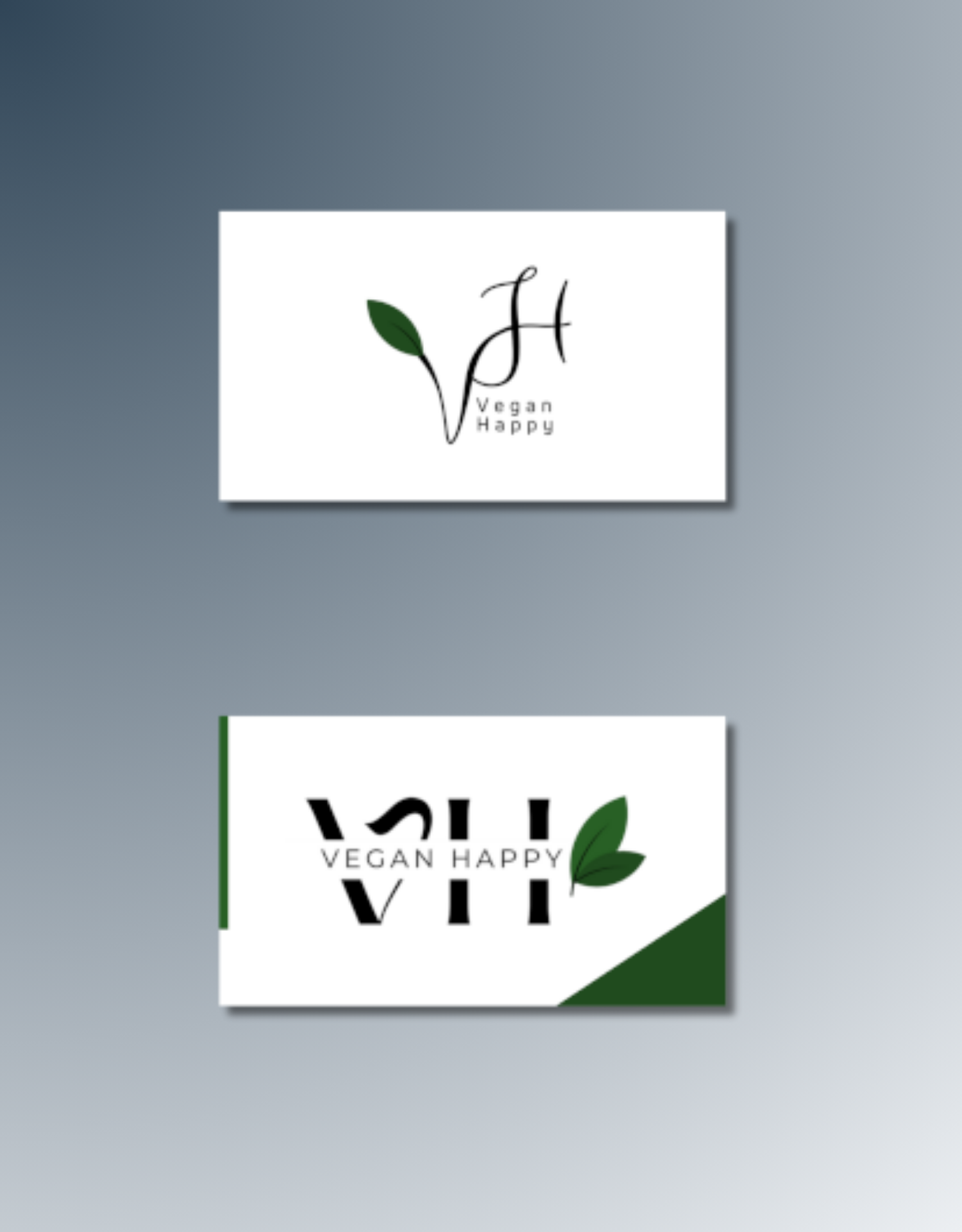 Das Bild zeigt: 2 Visitenkarten mit unterschiedlichem Design und Logos - Brand Design, Personal Branding