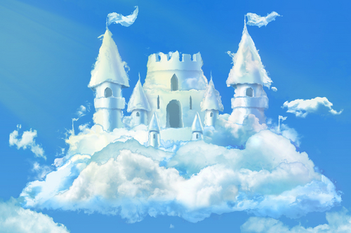 Wolken formen ein Schloss am Himmel